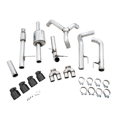 AWE Tuning 4th Gen GM 1500 5.3L 0FG Catback Split Rear Exit (w/ Bumper Cutouts) - Quad Diamond Tips