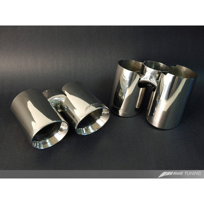 AWE Tuning Panamera Turbo Performance Exhaust System Touring Edition Polished Silver Tips