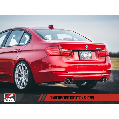 AWE Tuning BMW F3X N20/N26 328i/428i Touring Edition Exhaust Quad Outlet - 80mm Chrome Silver Tips