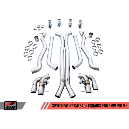 AWE Tuning SwitchPath Cat-back Exhaust with Chrome Silver Tips - 18-19 BMW M5