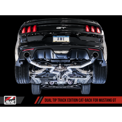 AWE Tuning S550 Mustang GT Cat-back Exhaust - Track Edition (Chrome Silver Tips)