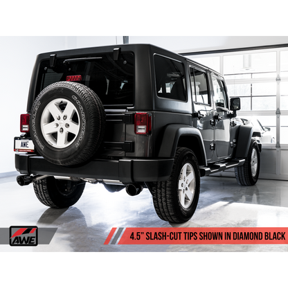 AWE Tuning 07-18 Jeep Wrangler JK/JKU 3.6L Tread Edition Axle-Back Dual Exhaust - Diamond Black Tips