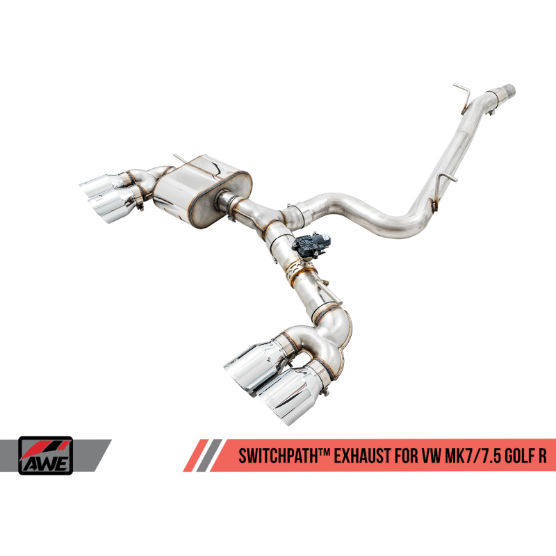 AWE Tuning Volkswagen Golf R MK7.5 SwitchPath Exhaust w/Chrome Silver Tips 102mm