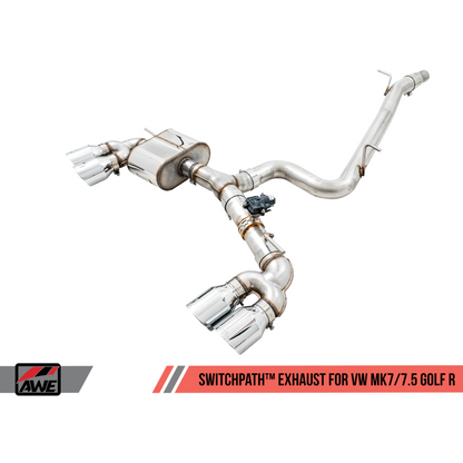 AWE Tuning Volkswagen Golf R MK7.5 SwitchPath Exhaust w/Chrome Silver Tips 102mm