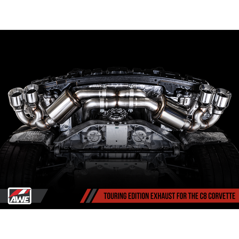 AWE Tuning 2020 Chevrolet Corvette (C8) Touring Edition Exhaust - Quad Chrome Silver Tips