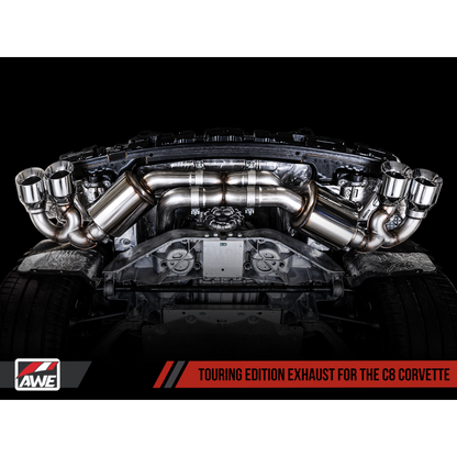 AWE Tuning 2020 Chevrolet Corvette (C8) Touring Edition Exhaust - Quad Chrome Silver Tips