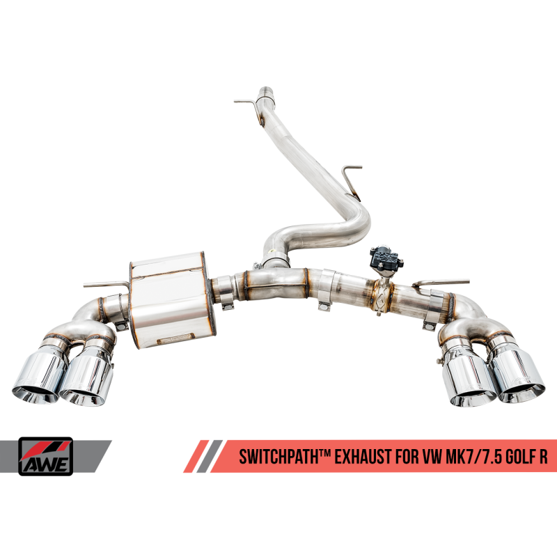 AWE Tuning Volkswagen Golf R MK7.5 SwitchPath Exhaust w/Chrome Silver Tips 102mm