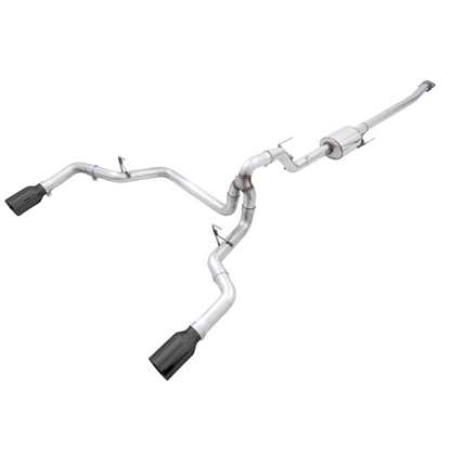 AWE 0FG 21+ Ford F150 Dual Split Rear Cat-Back Exhaust- 5in Diamond Black Tips