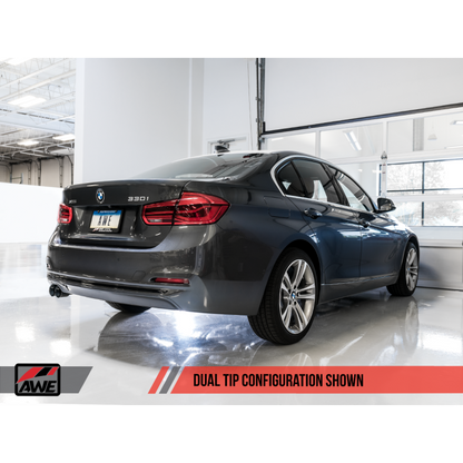 AWE Tuning BMW F3X 28i / 30i Touring Edition Axle-Back Exhaust Single Side - 80mm Black Tips