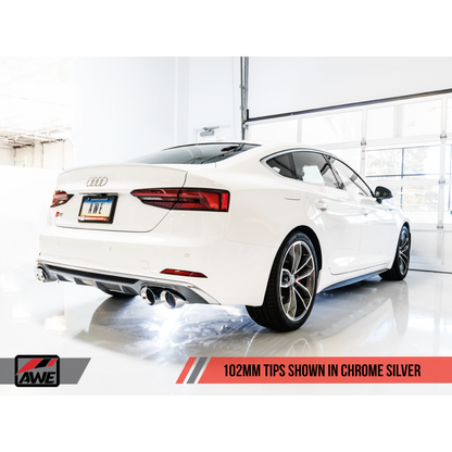 AWE Tuning Audi B9 S5 Sportback Track Edition Exhaust - Non-Resonated (Silver 102mm Tips)