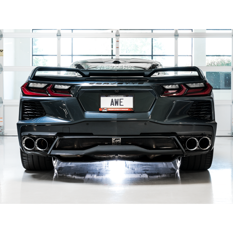 AWE Tuning 2020 Chevrolet Corvette (C8) Touring Edition Exhaust - Quad Chrome Silver Tips