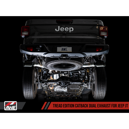AWE Tuning 20-21 Jeep Gladiator JT 3.6L Tread Edition Cat-Back Dual Exhaust - Diamond Black Tip