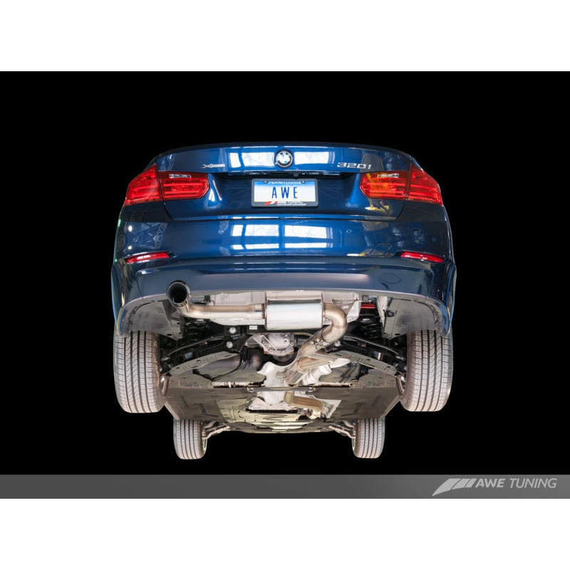 AWE Tuning 13-18 BMW 320i (F30) Touring Edition Exhaust w/ Perfomance Mid Pipe - Diamond Black Tips