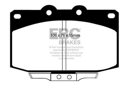 EBC 86-89 Mazda RX7 2.4 (1.3 Rotary)(Vented Rear Rotors) Yellowstuff Front Brake Pads