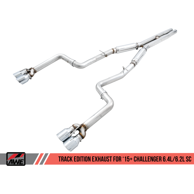AWE Tuning 2015+ Dodge Challenger 6.4L/6.2L SC Track Edition Exhaust - Quad Diamond Black Tips