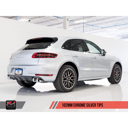 AWE Tuning Porsche Macan Track Edition Exhaust System - Chrome Silver 102mm Tips