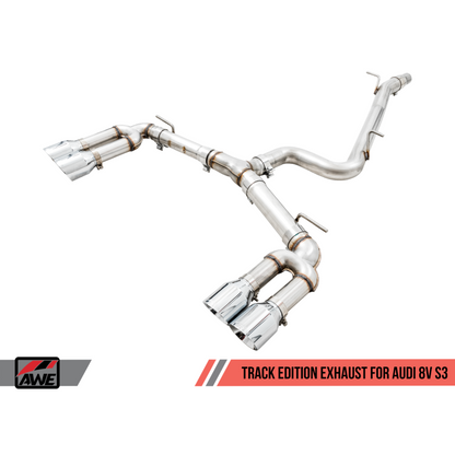 AWE Tuning Audi 8V S3 Track Edition Exhaust w/Chrome Silver Tips 102mm