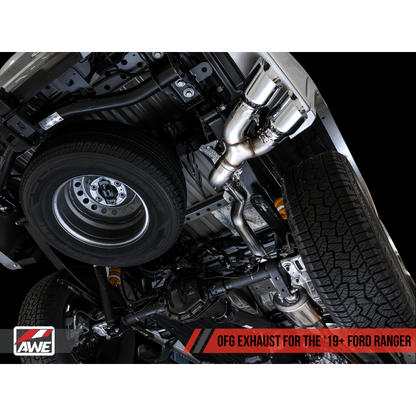 AWE Tuning 2019+ Ford Ranger 0FG Performance Exhaust System w/Chrome Silver Tips & Bash Guard
