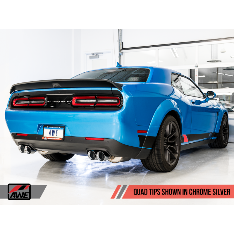 AWE Tuning 2015+ Dodge Challenger 6.4L/6.2L Non-Resonated Touring Edition Exhaust - Quad Silver Tips
