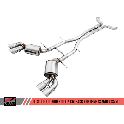 AWE Tuning 16-19 Chevy Camaro SS Non-Res Cat-Back Exhaust -Touring Edition (Quad Chrome Silver Tips)