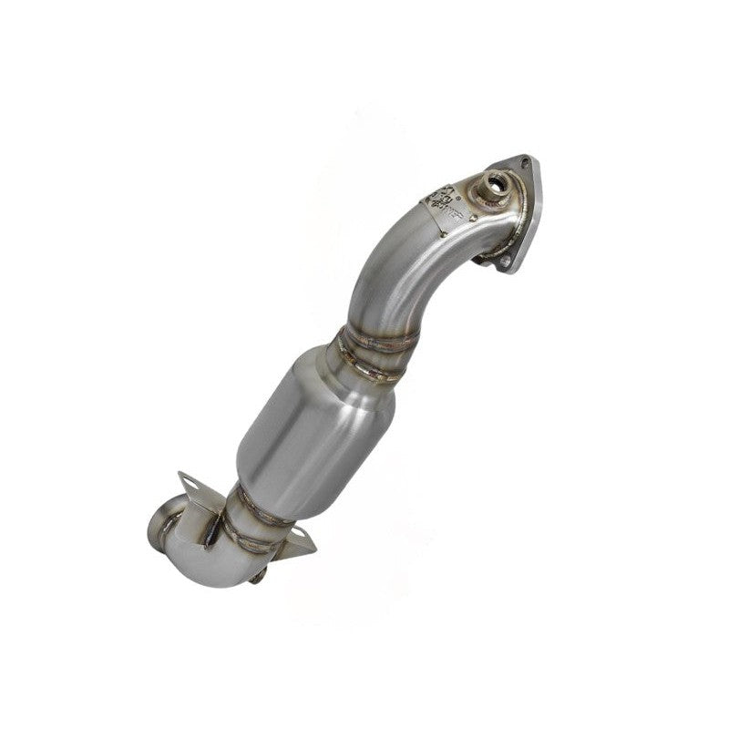 aFe Twisted Steel Down Pipe 2-1/2in 304 Stainless Steel w/ Cat - 09-15 MINI Cooper