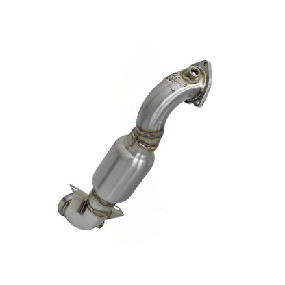 aFe Twisted Steel Down Pipe 2-1/2in 304 Stainless Steel w/ Cat - 09-15 MINI Cooper