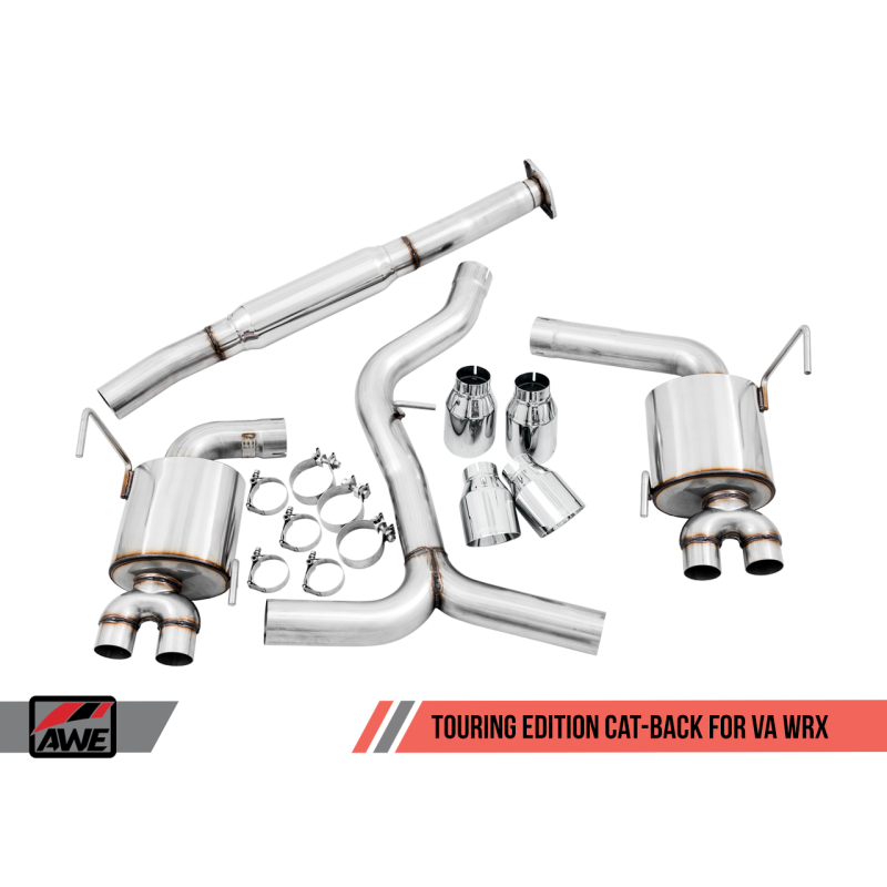 AWE Tuning 2015+ Subaru WRX VA Sedan Touring Edition Exhaust - Chrome Silver Tips (102mm)