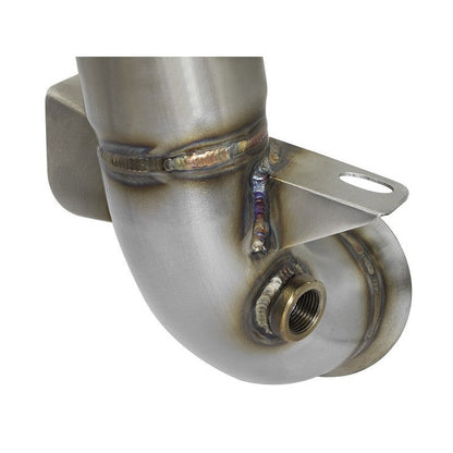 aFe Twisted Steel Down Pipe 2-1/2in 304 Stainless Steel w/ Cat - 09-15 MINI Cooper
