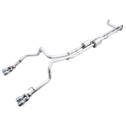 AWE Tuning 4th Gen GM 1500 6.2L 0FG Catback Split Rear Exit (w/ Bumper Cutouts) - Quad Chrome Tips