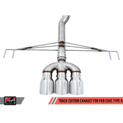 AWE Tuning 2017+ Honda Civic Type R Track Edition Exhaust w/Front Pipe & Triple Chrome Silver Tips