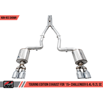 AWE Tuning 2015+ Dodge Challenger 6.4L/6.2L Non-Resonated Touring Edition Exhaust - Quad Silver Tips