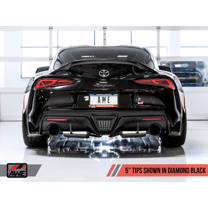AWE 2020+ Toyota Supra A90 Non-Resonated Touring Edition Exhaust - 5in Diamond Black Tips