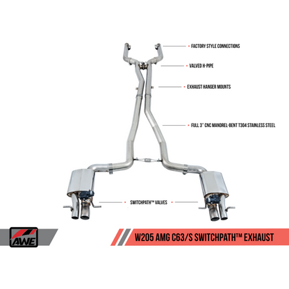 AWE Tuning Mercedes-Benz W205 AMG C63/S Sedan SwitchPath Exhaust System - for DPE Cars