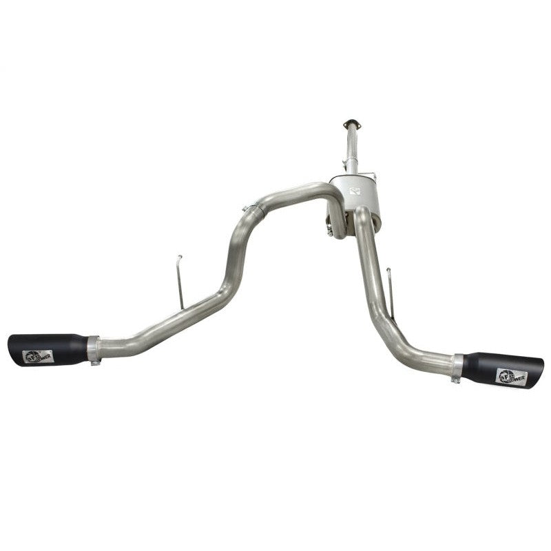 aFe MACHForce XP Exhaust 3in SS Dual Side Exit CB w/ Black Tips 11-14 Ford F150 EcoBoost V6-3.5L TT