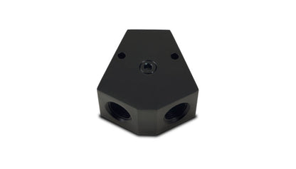 Vibrant Billet Aluminum Y-Block Fitting with 1/8in NPT Port - 1/2in NPT x 1/2in NPT x 1/2in NPT