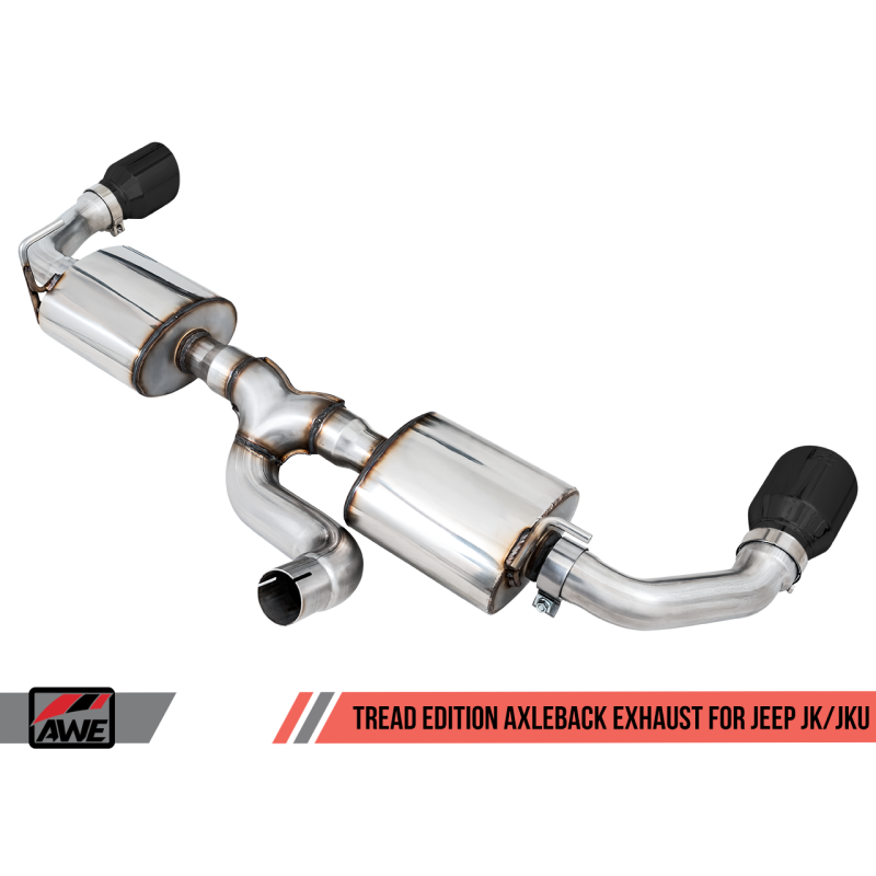 AWE Tuning 07-18 Jeep Wrangler JK/JKU 3.6L Tread Edition Axle-Back Dual Exhaust - Diamond Black Tips