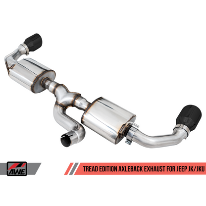 AWE Tuning 07-18 Jeep Wrangler JK/JKU 3.6L Tread Edition Axle-Back Dual Exhaust - Diamond Black Tips