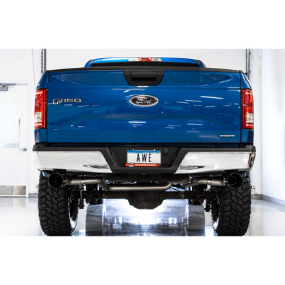 AWE Tuning 2015+ Ford F-150 0FG Dual Exit Performance Exhaust System w/5in Diamond Black Tips