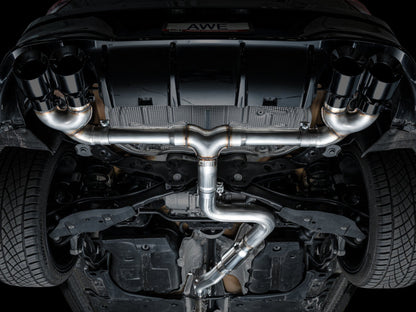 AWE Tuning MK8 Volkswagen Golf R 3in Track Edition Quad Exhaust - Diamond Black Tips