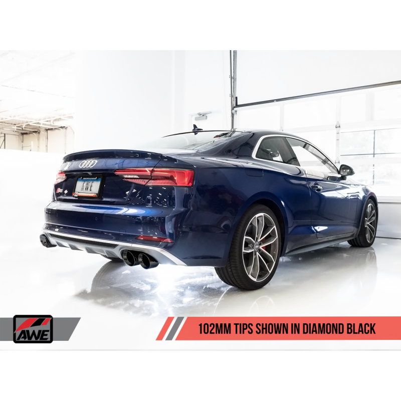 AWE Tuning Audi B9 S5 Coupe SwitchPath Exhaust w/ Black Diamond Tips (102mm)
