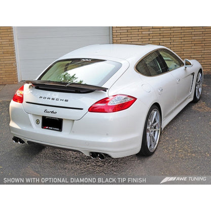 AWE Tuning Panamera Turbo Performance Exhaust System Track Edition Polished Silver Tips