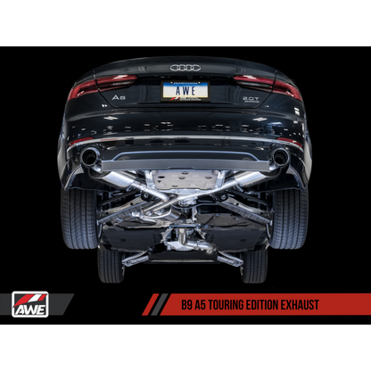 AWE Tuning Audi B9 A5 Touring Edition Exhaust Dual Outlet - Diamond Black Tips (Includes DP)