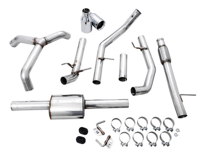 AWE Tuning 4th Gen GM 1500 5.3L 0FG Cat-Back Split Rear Exit (Flat Bumper) - Quad Chrome Tips