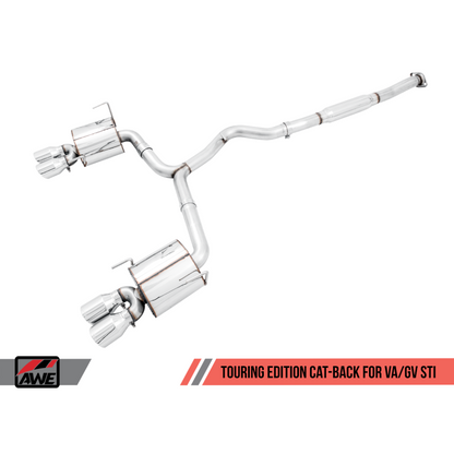 AWE Tuning Subaru STI VA / WRX GV / STI GV Sedan Touring Edition Exhaust - Chrome Silver Tip (102mm)