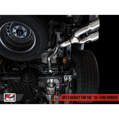AWE Tuning 2019+ Ford Ranger 0FG Performance Exhaust System w/Chrome Silver Tips & Bash Guard