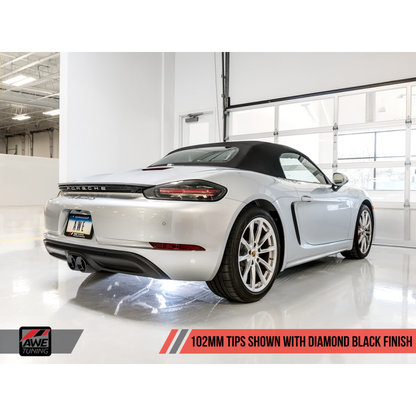 AWE Tuning Porsche 718 Boxster / Cayman Touring Edition Exhaust - Diamond Black Tips