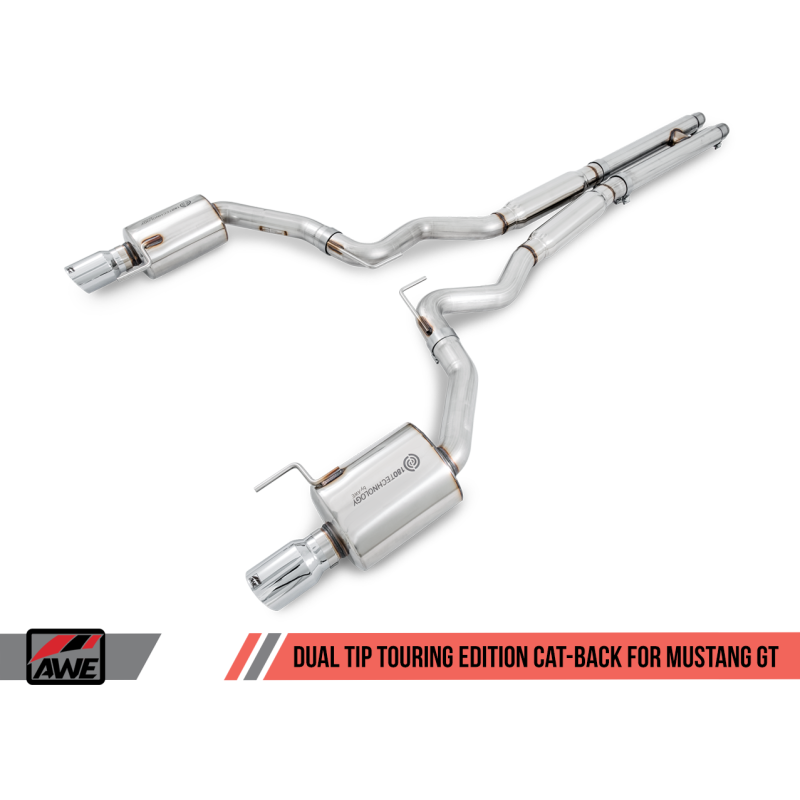AWE Tuning S550 Mustang GT Cat-back Exhaust - Touring Edition (Chrome Silver Tips)
