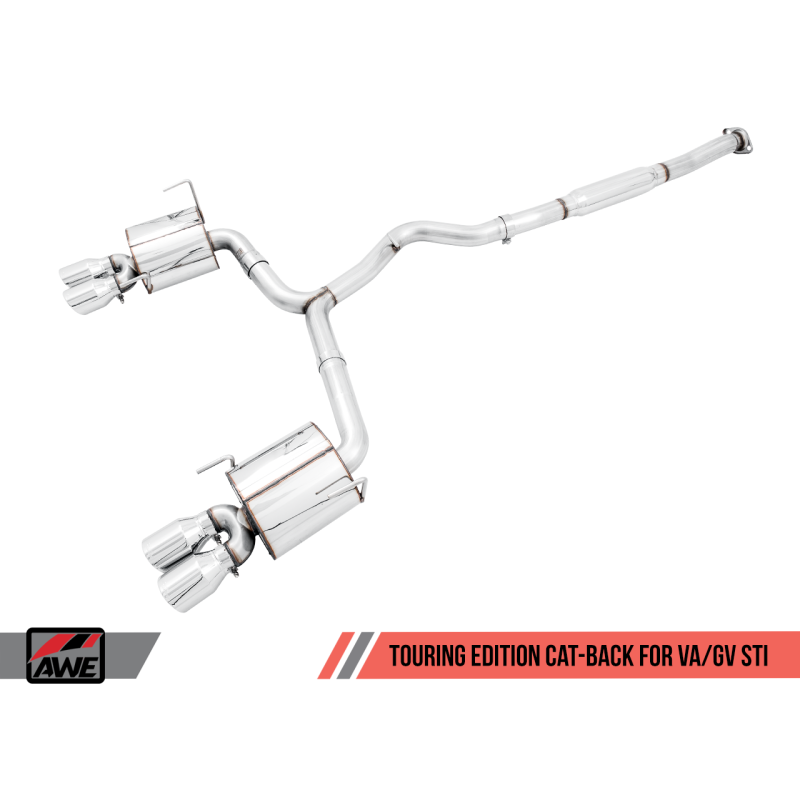 AWE Tuning Subaru STI VA / WRX GV / STI GV Sedan Touring Edition Exhaust - Diamond Black Tip (102mm)