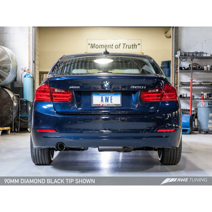 AWE Tuning BMW F30 320i Touring Exhaust w/Performance Mid Pipe - Diamond Black Tip (90mm)
