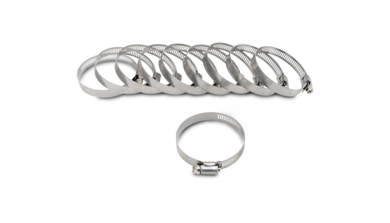 Vibrant S.S. Worm Gear Clamps Pack of 10 - Clamping Range: 3.54in - 4.49in (90mm - 114mm)